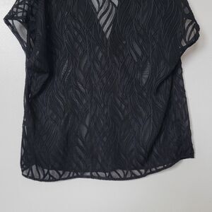 Elegant Black Sheer Women's Top - Large